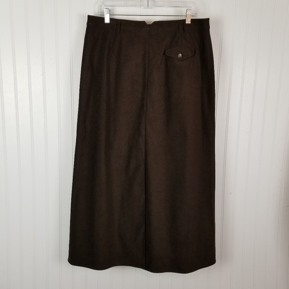 Talbots Womens Faux Suede Vtg Maxi Skirt Size 16 Brown Modest Western Cowgirl - Picture 2 of 13